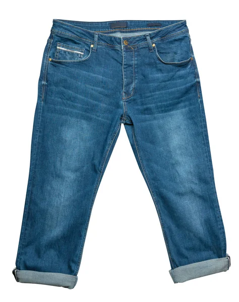 Blå jeans isolerade på vit bakgrund.Vackra casual jeans — Stockfoto