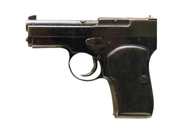 Pistol izolat pe fundal alb. Armă din Al Doilea Război Mondial — Fotografie, imagine de stoc
