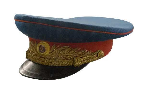 Sombrero de pico del oficial del ejército soviético aislado en la espalda blanca —  Fotos de Stock