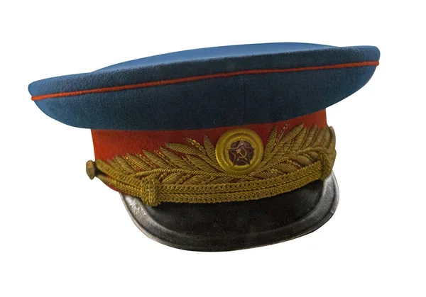 Peaked  cap of officer of the Soviet army isolated on white back — Stock Photo, Image