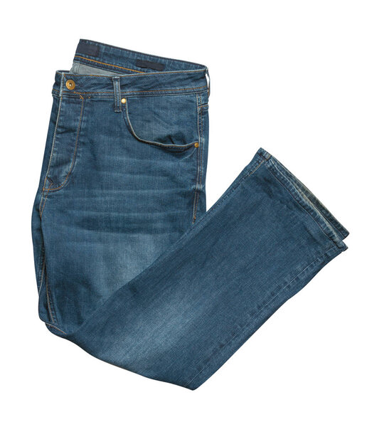 Синие джинсы на белом фоне.
 