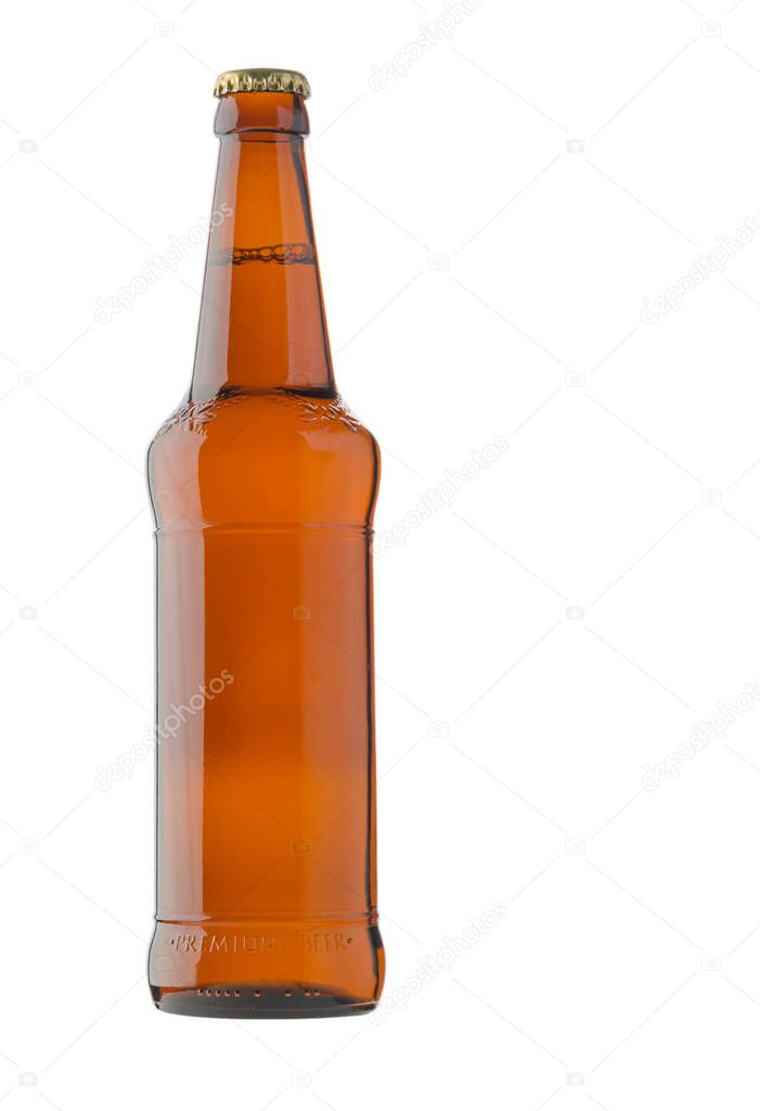 Beer  bottle isolated on white background. Beer bottle with wate