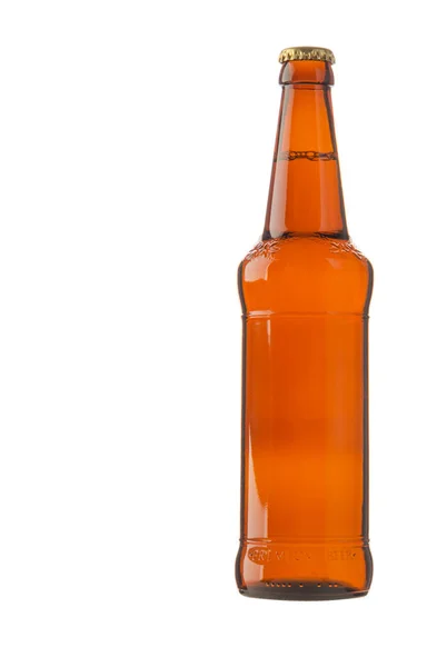 Fehér-háttéren izolált sörösüveg. Száraz sörösüveg — Stock Fotó