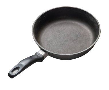 beyaz arka plan üzerinde izole ile boş demir tava.  