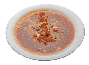 borscht çorbası beyaz bir arka plan üzerinde izole. tabakta borscht çorbası