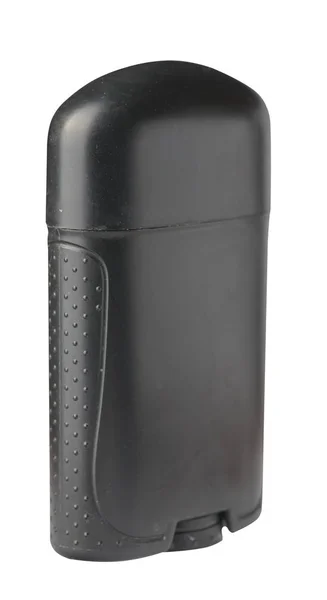 Desodorizante isolado sobre fundo branco. desodorizante preto garrafa — Fotografia de Stock