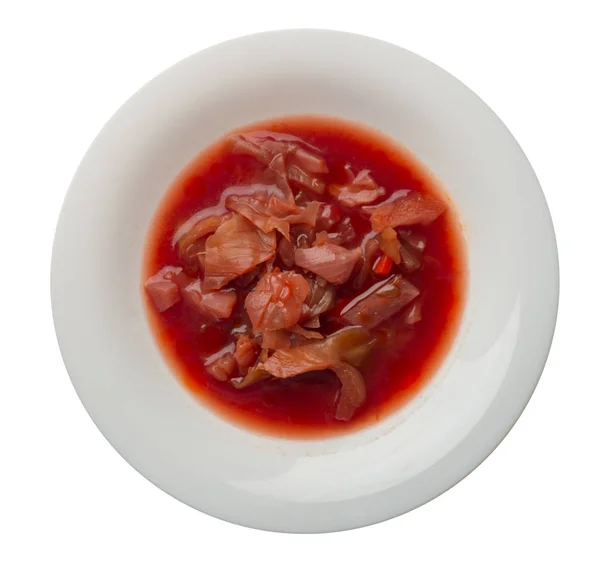 흰색 배경에 고립 된 야채 수프 .야채 수프 접시에 — 스톡 사진