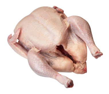 Beyaz arka planda çiğ taze tavuk. 