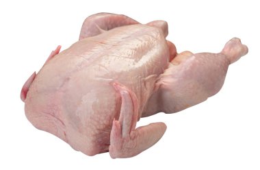 Beyaz arka planda çiğ taze tavuk. 