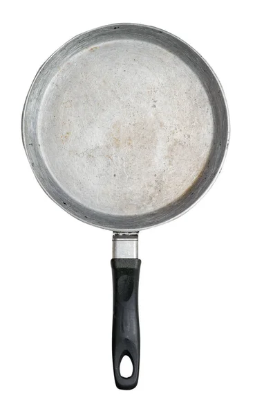 Lege ijzeren pan met geïsoleerde op witte achtergrond. — Stockfoto