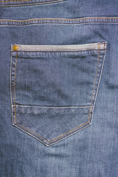 Detail of vintage blue jeans texture with pocket.Pocket on jea — Stock Photo, Image