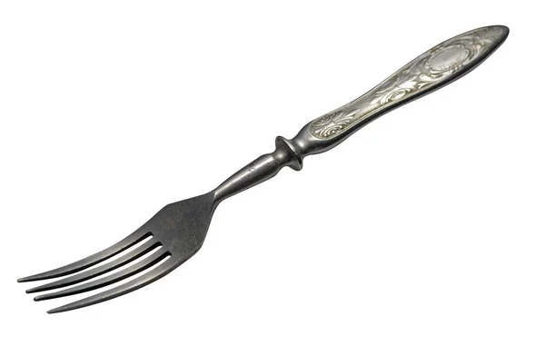 Gaffel isolerad på vit bakgrund. metall gaffel. Vintage gaffel. — Stockfoto