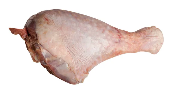 Tibia de pavo cruda y fresca, muslo, aislada sobre fondo blanco — Foto de Stock