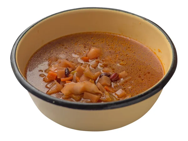 흰색 배경에 고립 된 야채 수프 .야채 수프 에 p — 스톡 사진