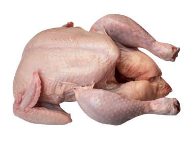 Beyaz arka planda çiğ taze tavuk. 