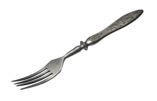 Tenedor aislado sobre fondo blanco. tenedor de metal. tenedor vintage . —  Fotos de Stock
