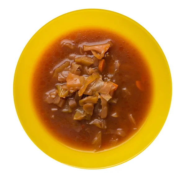 Sopa de verduras aislada sobre fondo blanco. Sopa de verduras en plato —  Fotos de Stock