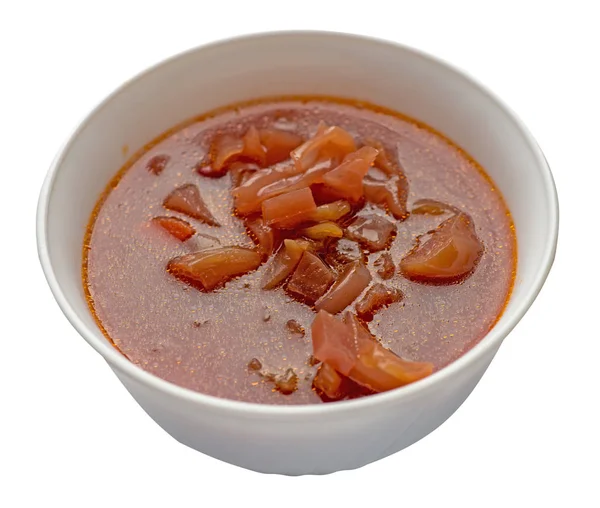 흰색 배경에 고립 된 야채 수프 .야채 수프 접시에 — 스톡 사진