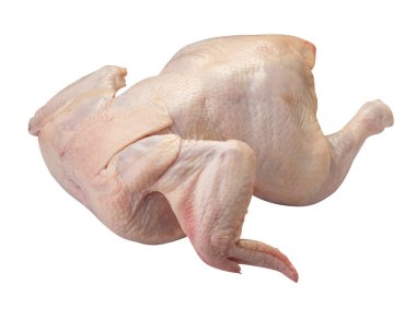 Beyaz arka planda çiğ taze tavuk. 