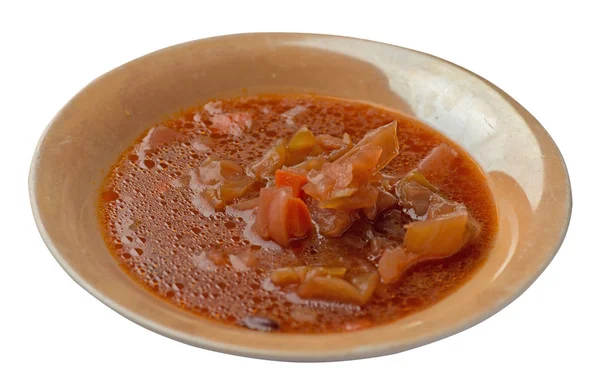 beyaz arka planda izole sebze çorbası .tabakta sebze çorbası