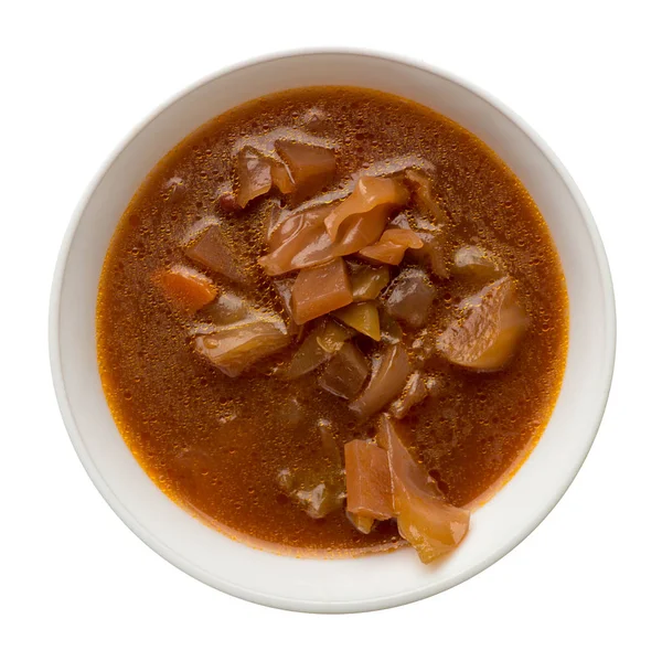 白い背景に分離された野菜スープ.プレートの野菜スープ — ストック写真