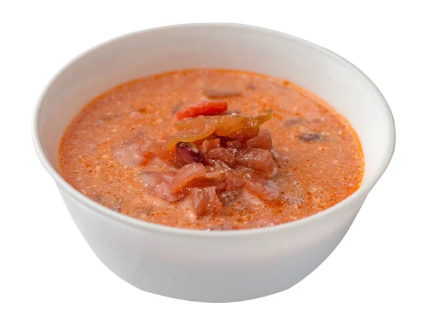 Borscs leves izolált fehér alapon. borscs leves a tányéron — Stock Fotó