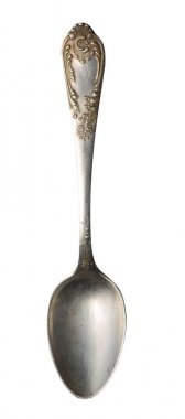 beyaz arka plan üzerinde izole kaşık. metal kaşık. vintage kaşık. 