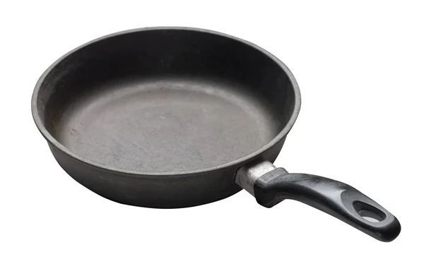 Lege ijzeren pan met geïsoleerde op witte achtergrond. — Stockfoto