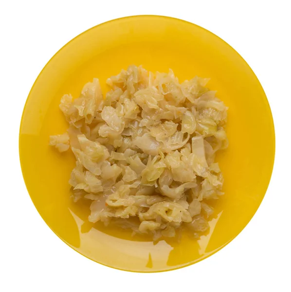 흰색 배경에 고립 된 접시에 삶은 양배추. 양배추 — 스톡 사진