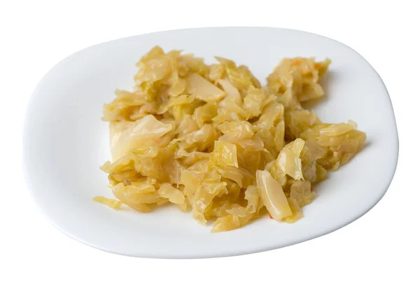 Braised cabbage in plate isolated on white background.  cabbage — Stock Photo, Image