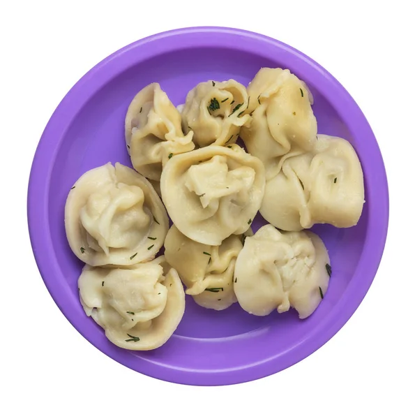 Dumplings op een plaat geïsoleerd op witte achtergrond. vlees knoedel — Stockfoto