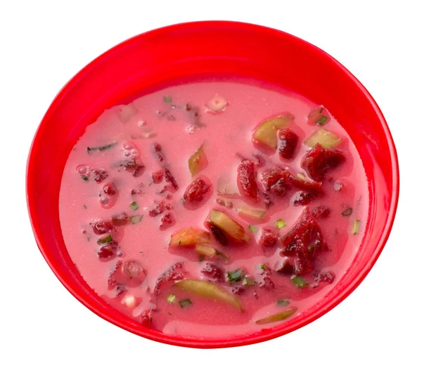 Rote-Bete-Suppe isoliert auf weißem Hintergrund.. — Stockfoto