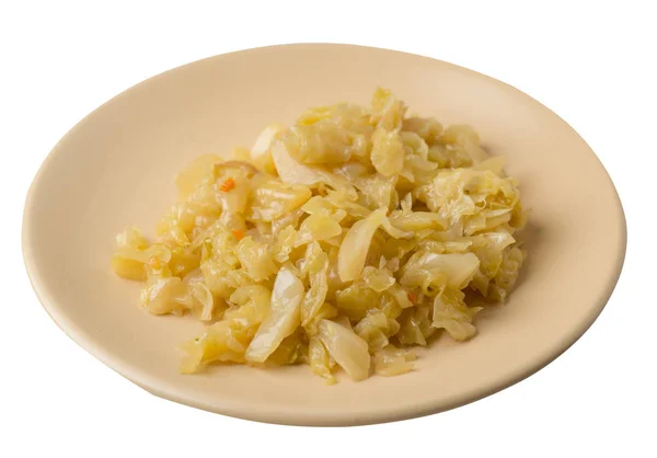 Braised cabbage in plate isolated on white background.  cabbage — Stock Photo, Image
