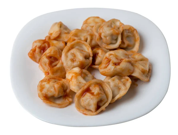 Dumplings op een plaat geïsoleerd op witte achtergrond. Dumplings in — Stockfoto