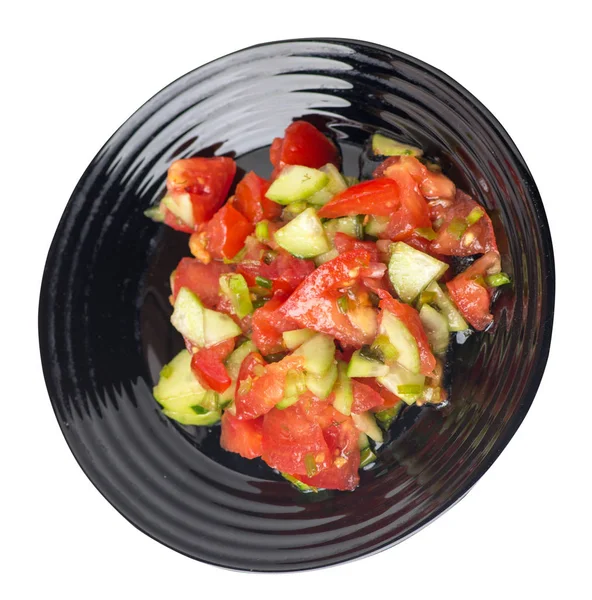 Vegetarische Salade met komkommers, tomaten en groene uien. Vega — Stockfoto