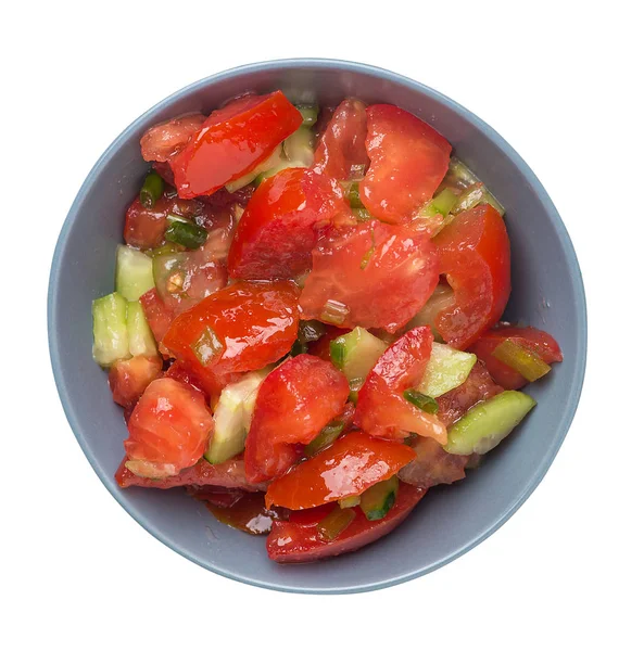 Vegetarian salad with cucumbers, tomatoes and green onions .vega — Stock Photo, Image