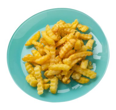 beyaz arka plan.french izole bir tabakta patates kızartması