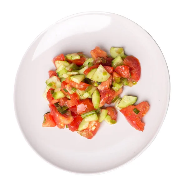 Χορτοφαγική σαλάτα με αγγούρια, ντομάτες και πράσινα κρεμμύδια. Vega — Φωτογραφία Αρχείου