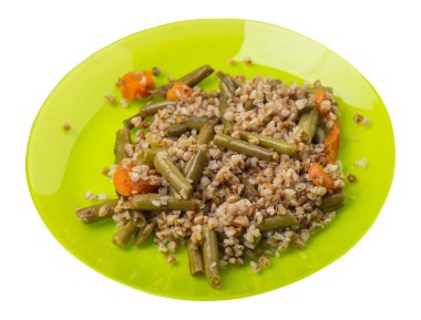 sarımsak ve havuç wh izole ile yeşil fasulye ile karabuğday