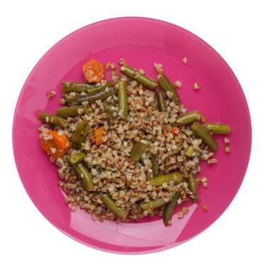 sarımsak ve havuç wh izole ile yeşil fasulye ile karabuğday