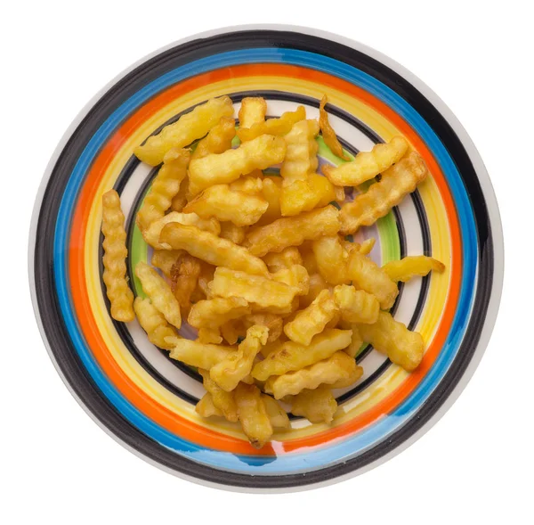 Картофель фри на тарелке, изолированной на белом фоне. — стоковое фото