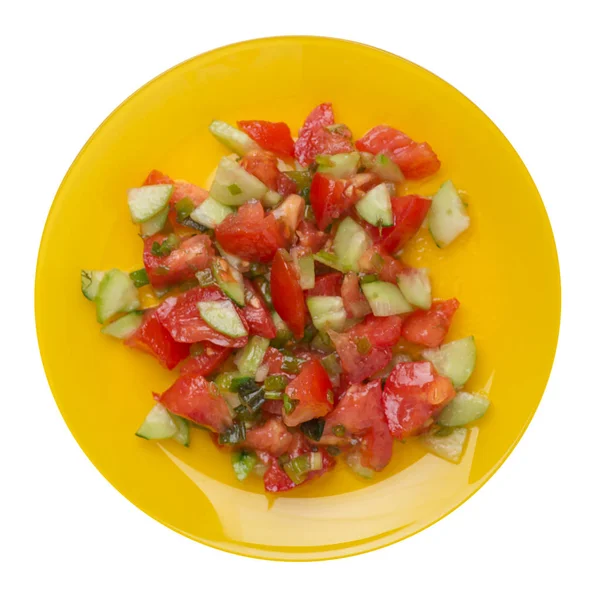 Ensalada vegetariana con pepinos, tomates y cebollas verdes .vega — Foto de Stock