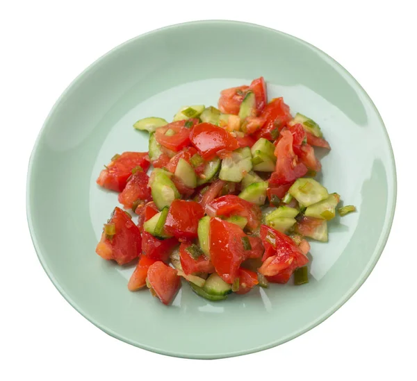 Salatalık, domates ve yeşil soğan ile vejetaryen salata .vega — Stok fotoğraf