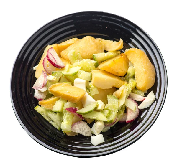 Burgonya ékek zöldségek egy tányér izolált fehér alapon. rusztikus ételeket. zöldségburgonyával felülnézet. — Stock Fotó