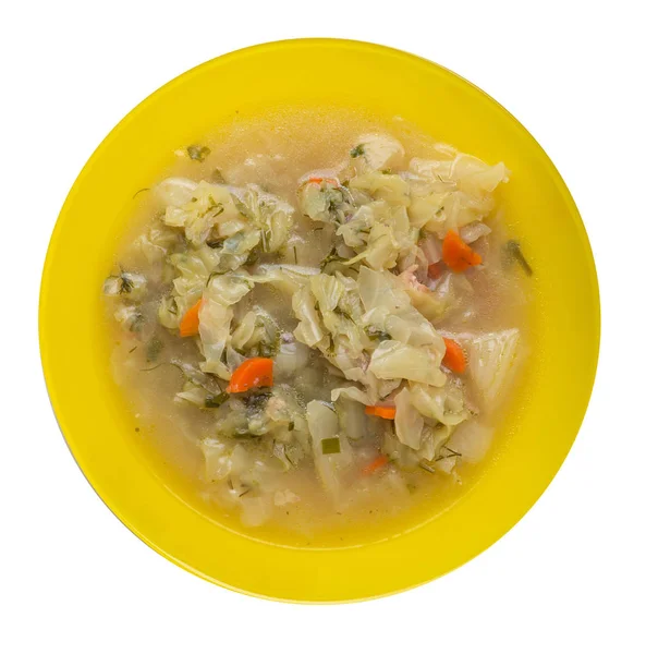 Kool soep op een plaat geïsoleerd op witte achtergrond. Vegetarische soep soep. gezond voedsel top — Stockfoto