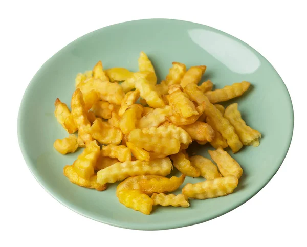 Frietjes op een plaat geïsoleerd op witte achtergrond. frietjes op een plaat Top View. junk food . — Stockfoto