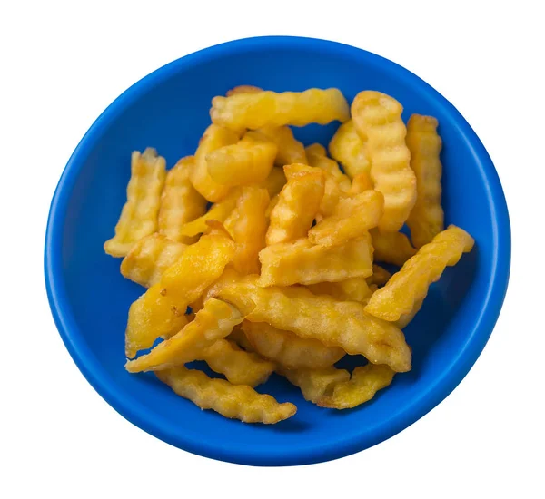 Papas fritas en un plato aislado sobre fondo blanco.papas fritas en un plato vista superior .comida chatarra  . — Foto de Stock