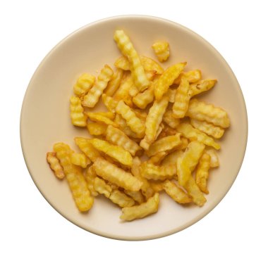 beyaz arka plan.french izole bir tabakta patates kızartması