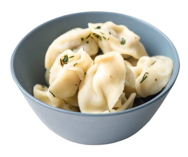 Beyaz arka planda izole bir plaka üzerinde köfte. et Dumpling