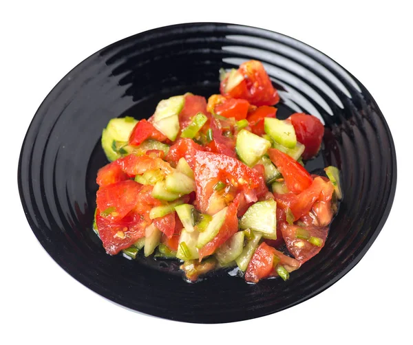 Vegetarischer Salat mit Gurken, Tomaten und grünen Zwiebeln .vega — Stockfoto